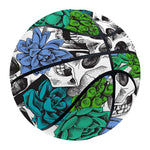 Green Blue Flowers Skull Pattern Print Basketball