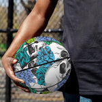 Green Blue Flowers Skull Pattern Print Basketball