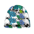 Green Blue Flowers Skull Pattern Print Beanie