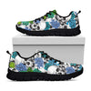 Green Blue Flowers Skull Pattern Print Black Running Shoes