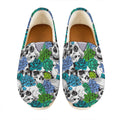 Green Blue Flowers Skull Pattern Print Casual Shoes
