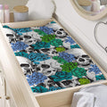Green Blue Flowers Skull Pattern Print Changing Pad Cover