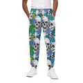 Green Blue Flowers Skull Pattern Print Cotton Sweatpants