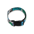 Green Blue Flowers Skull Pattern Print Dog Collar