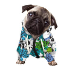 Green Blue Flowers Skull Pattern Print Dog Zip Up Hoodie