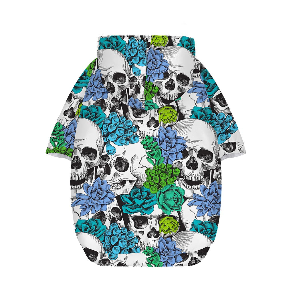 Green Blue Flowers Skull Pattern Print Dog Zip Up Hoodie