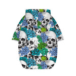 Green Blue Flowers Skull Pattern Print Dog Zip Up Hoodie