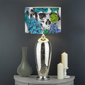 Green Blue Flowers Skull Pattern Print Drum Lamp Shade