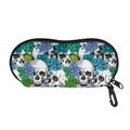Green Blue Flowers Skull Pattern Print Glasses Case