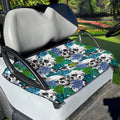 Green Blue Flowers Skull Pattern Print Golf Cart Seat Cover