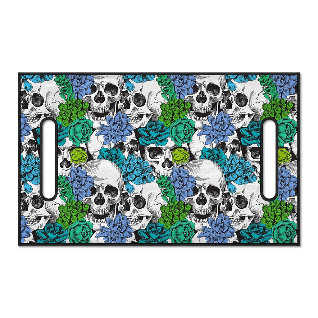 Green Blue Flowers Skull Pattern Print Golf Cart Seat Cover