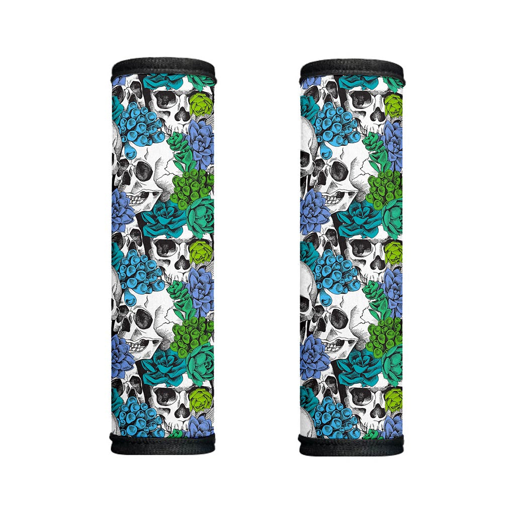 Green Blue Flowers Skull Pattern Print Handle Covers