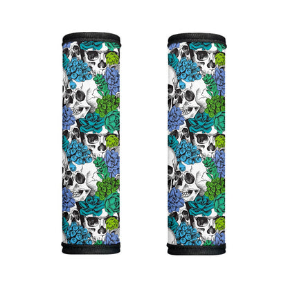 Green Blue Flowers Skull Pattern Print Handle Covers