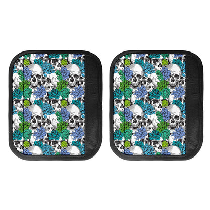 Green Blue Flowers Skull Pattern Print Handle Covers