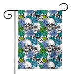 Green Blue Flowers Skull Pattern Print House Flag