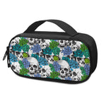 Green Blue Flowers Skull Pattern Print Insulin Cooler Travel Case