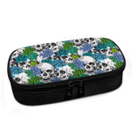 Green Blue Flowers Skull Pattern Print Insulin Cooler Travel Case