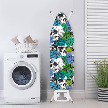 Green Blue Flowers Skull Pattern Print Ironing Board Cover