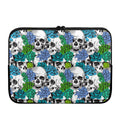 Green Blue Flowers Skull Pattern Print Laptop Sleeve