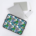 Green Blue Flowers Skull Pattern Print Laptop Sleeve