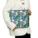Green Blue Flowers Skull Pattern Print Laptop Sleeve