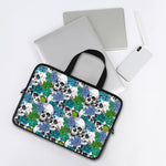 Green Blue Flowers Skull Pattern Print Laptop Sleeve With Handle