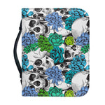 Green Blue Flowers Skull Pattern Print Leather Bible Cover