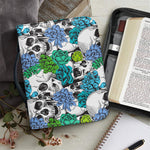 Green Blue Flowers Skull Pattern Print Leather Bible Cover