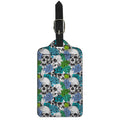 Green Blue Flowers Skull Pattern Print Luggage Tag