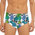 Green Blue Flowers Skull Pattern Print Men's Triangle Swim Briefs