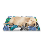 Green Blue Flowers Skull Pattern Print Pet Cooling Mat Cover