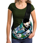 Green Blue Flowers Skull Pattern Print Pet Sling Carrier