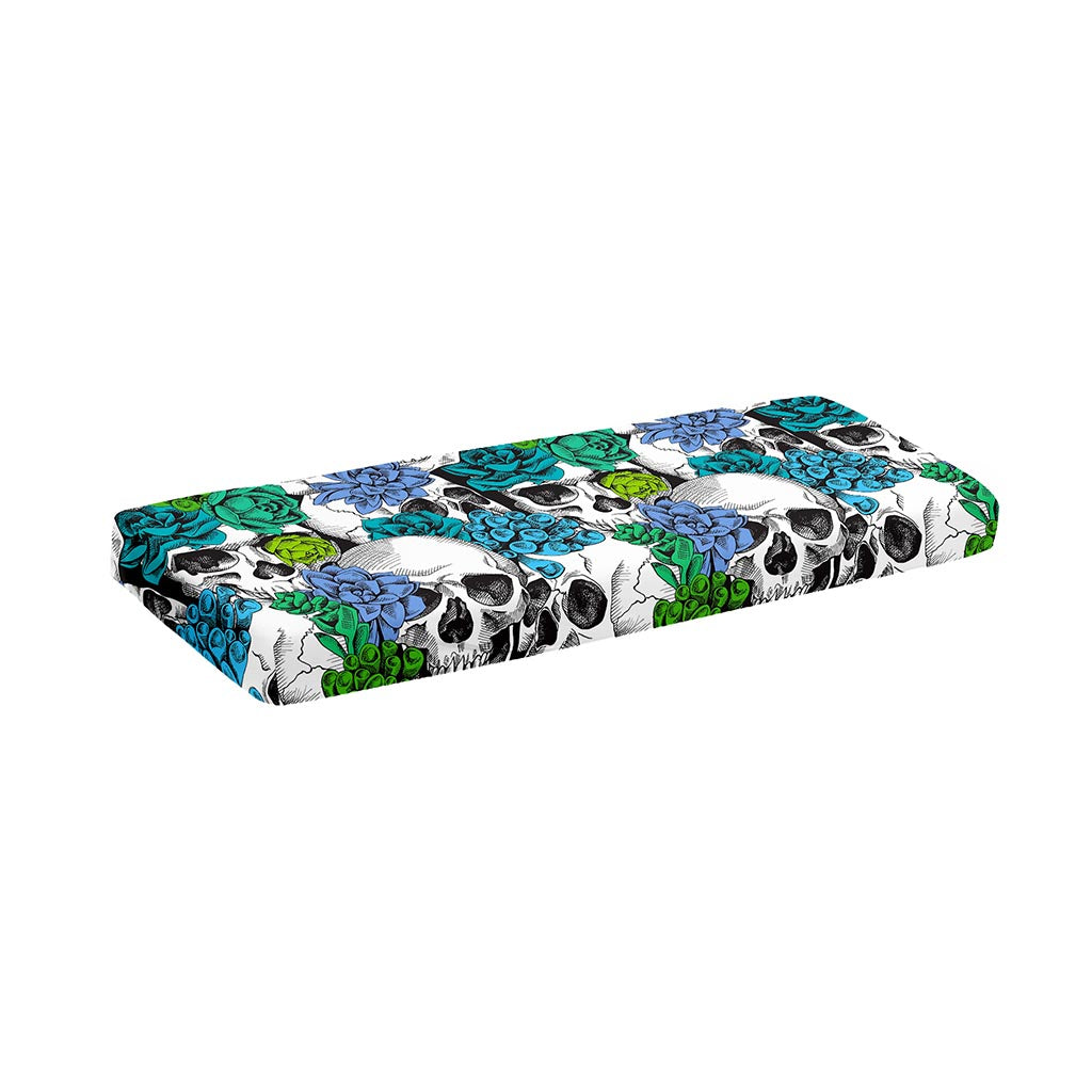 Green Blue Flowers Skull Pattern Print Piano Keyboard Cover