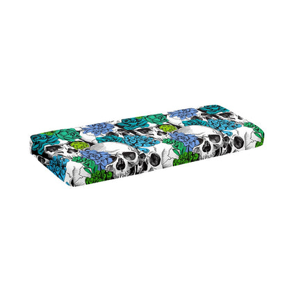 Green Blue Flowers Skull Pattern Print Piano Keyboard Cover