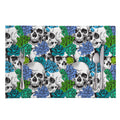 Green Blue Flowers Skull Pattern Print Placemat