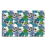 Green Blue Flowers Skull Pattern Print Polyester Doormat