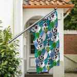 Green Blue Flowers Skull Pattern Print Polyester Flag