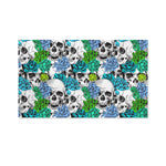 Green Blue Flowers Skull Pattern Print Polyester Flag