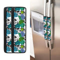 Green Blue Flowers Skull Pattern Print Refrigerator Handle Covers