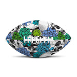 Green Blue Flowers Skull Pattern Print Rugby Ball