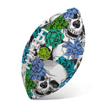 Green Blue Flowers Skull Pattern Print Rugby Ball