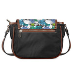 Green Blue Flowers Skull Pattern Print Saddle Bag
