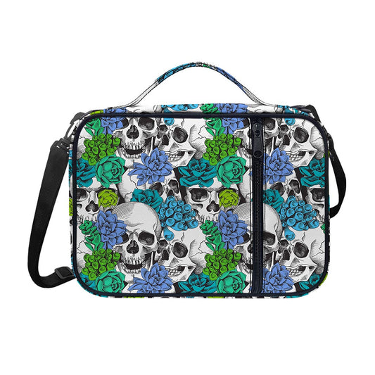 Green Blue Flowers Skull Pattern Print Shoulder Strap Bible Bag