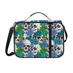 Green Blue Flowers Skull Pattern Print Shoulder Strap Bible Bag