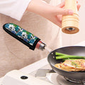 Green Blue Flowers Skull Pattern Print Skillet Handle Cover