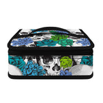 Green Blue Flowers Skull Pattern Print Small Lunch Bag