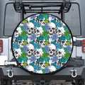 Green Blue Flowers Skull Pattern Print Tire Cover