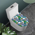 Green Blue Flowers Skull Pattern Print Toilet Lid Cover