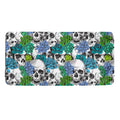 Green Blue Flowers Skull Pattern Print Towel