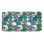Green Blue Flowers Skull Pattern Print Towel